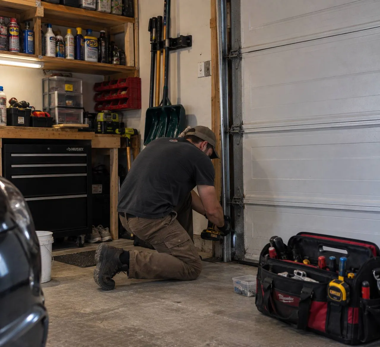 Garage door roller, cable and sensor repair